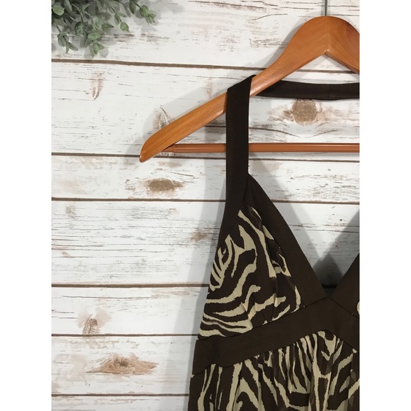 ZEBRA V NECK HALTER TOP MAXI DRESS - Picture 3 of 5